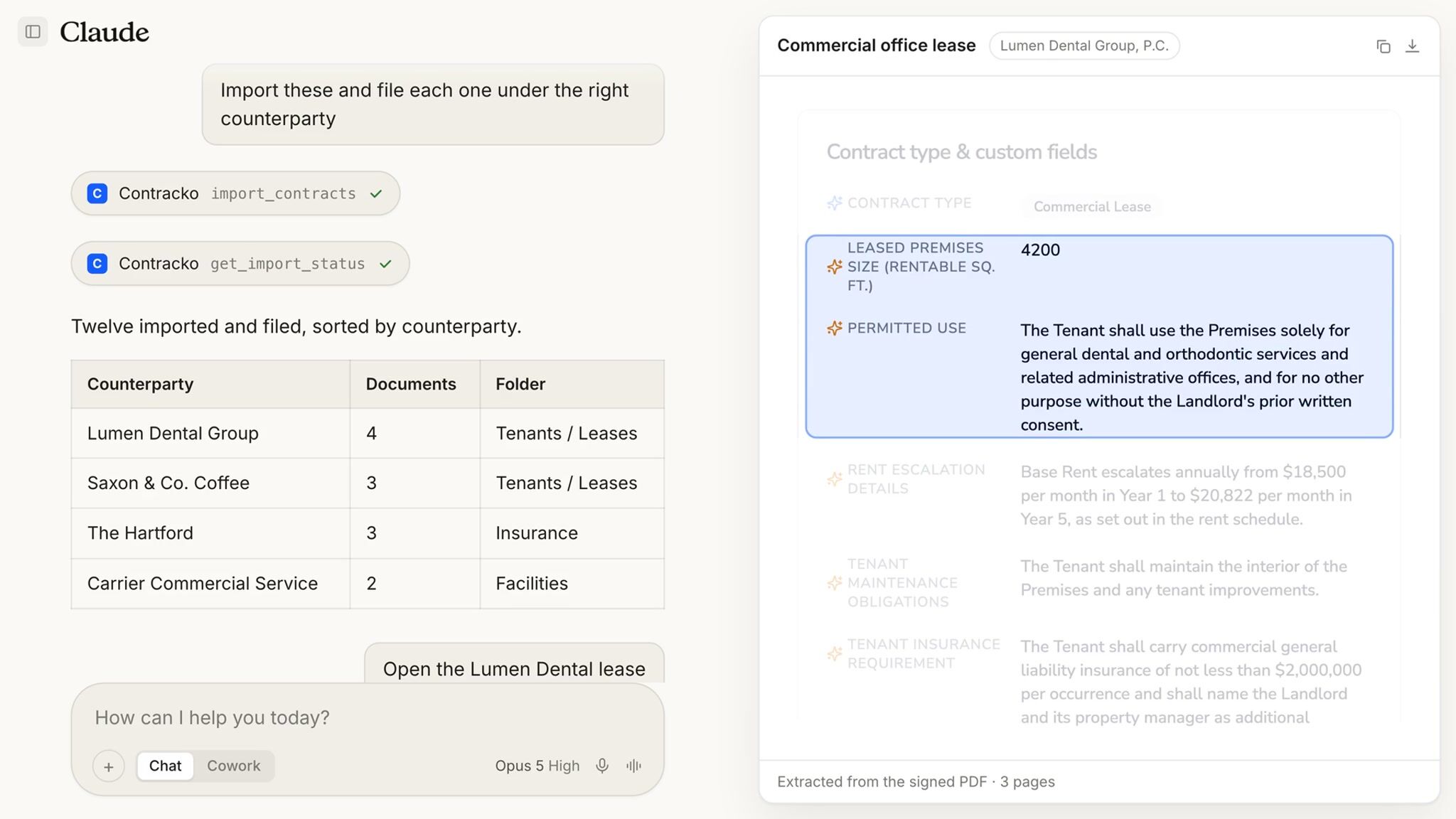 Import and organize contracts with AI (MCP)